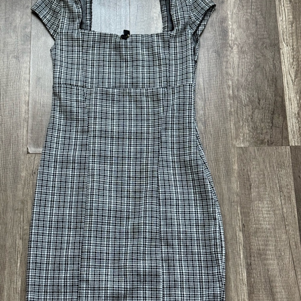 T.J.Maxx Black and White Plaid Mini Dress